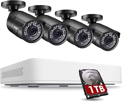 Amazon Com Zosi 5mp 2k Home Security Camera System Outdoor Indoor H 265 8 Channel Dvr With Hard Drive 1tb And 4 X 2k 5mp Weatherproof Surveillance Bullet Cameras With 120ft Night Vision 110