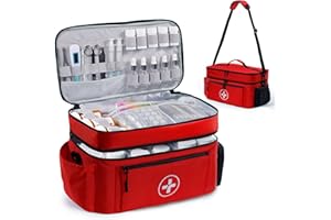 BAGSFY Travel Medicine Bag Organizer, Medical Bag Empty, Pill Bottle Organizer for Home, Large Medication Storage, Travel Carrying Case First Aid Kit Bags Empty, Emergency Kit.