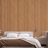 Trafagala Wood Slats Wallpaper 950cm x 53cm Oak Natural Brown Panelled view 8