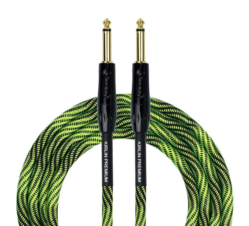 Kirlin IWB-201BFG/WBG Premium Wave Fabric 10Ft Straight Cable GREEN
