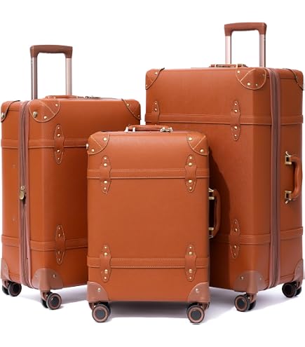 Amazon.com | NZBZ Vintage Luggage Set for Women, PU Leather Retro