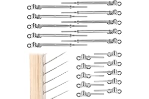Muzata 10 Pairs 1/8" Cable Railing Hardware Kit Swage Toggle Turnbuckle for Wood Post T316 Stainless Steel Deck Cable Railing System Angle 180° Adjustable Stairs 20 Pack CK07