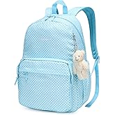 Caran·Y Lightweight Waterproof School Backpack for Kids Teens-Durable Travel Daypack for Boys & Girls Ages 6-18+ with Padded Adjustable Straps Comfortable Design 30L(Blue Dots)