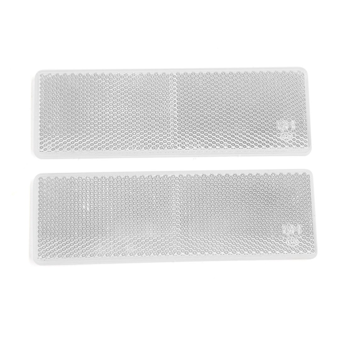 sourcing map 2pcs White Reflective Plate Adhesive Reflector 145mm x 50mm for Car