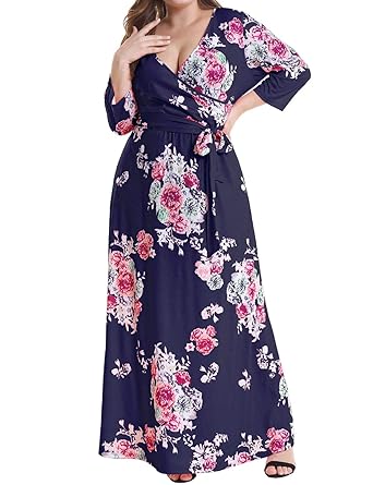 plus size faux wrap maxi dress