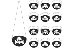 12pcs Pirate Eye Patches, Elastic Felt-One Eyeshades, Comfortable Eye Masks for Kids Adults, Halloween Pirate Theme Party