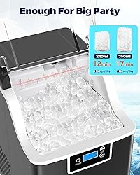 Kndko Ice Makers Countertop,45lbs/Day,Nugget Ice