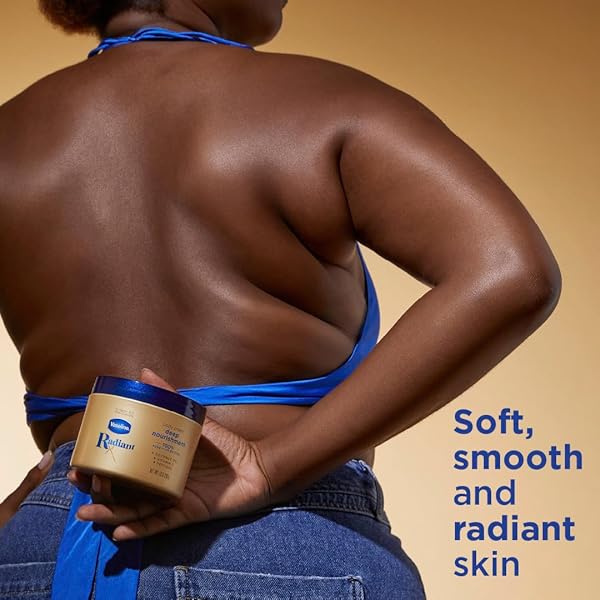 VASELINE RADIANT X DEEP NOURISHMENT BODY CREAM 100% PURE SHEA BUTTER, COCONUT OIL, VITAMIN C, & PEPTIDES 10 OZ