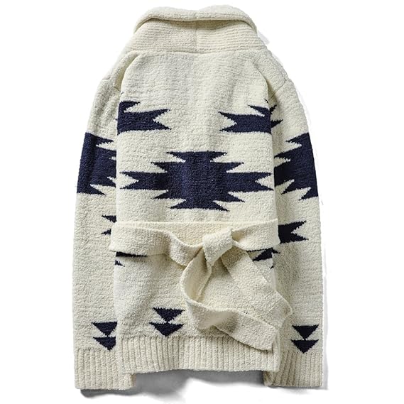 Amazon スローガン Slowgan ネイティブ柄ニットガウン メンズ