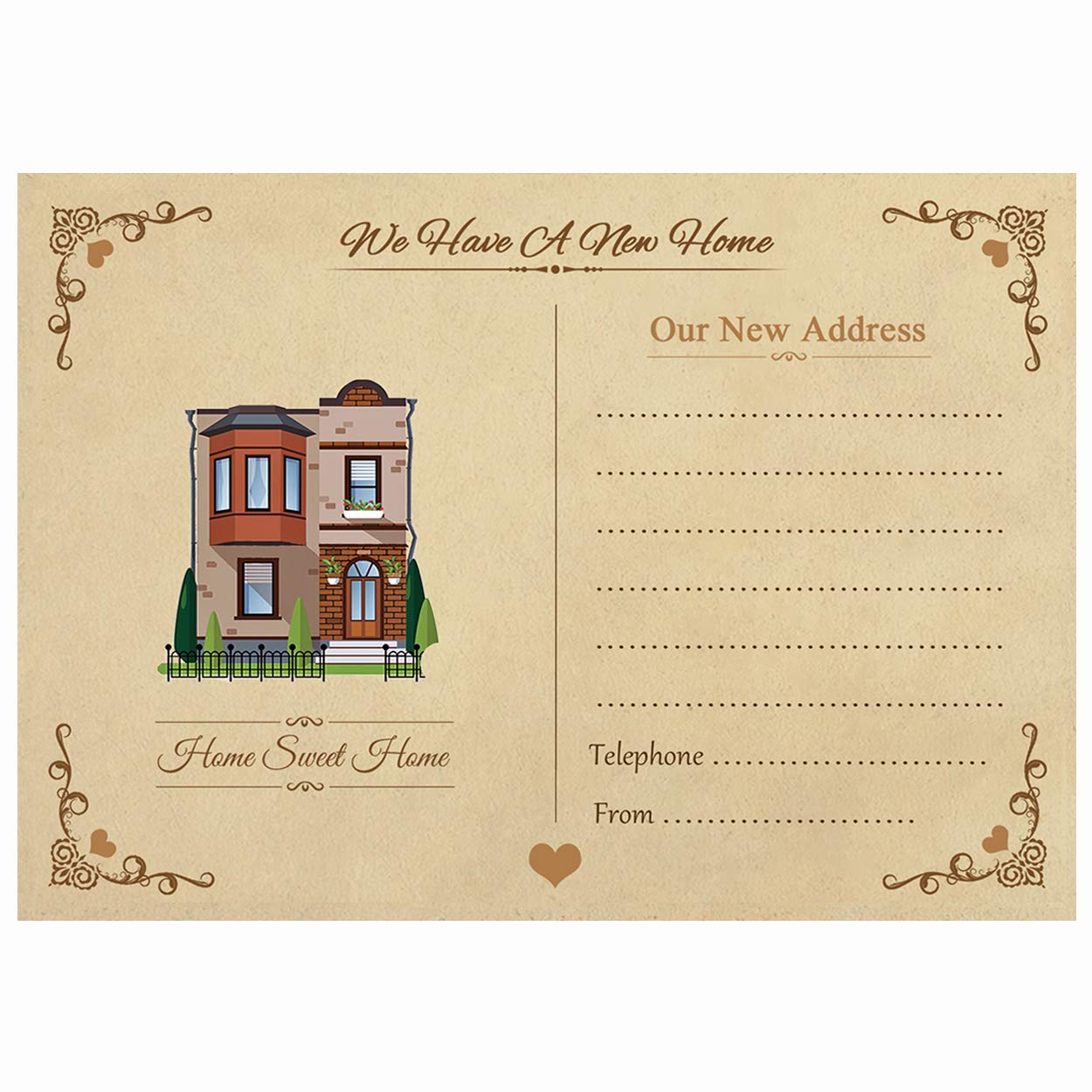 Artstore Vintage Change Of Address Note Cards With Brown Kraft Envelopes - Pack of 15