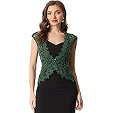 Allegra K Floral Lace Shrug for Women's Wedding Guest Cap Sleeve Formal Sheer Bolero Cardigan