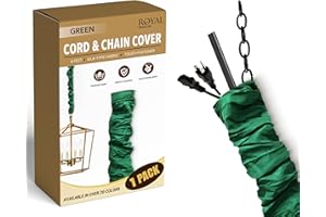 ROYAL DESIGNS, INC. RDI Cord & Chain Cover 4 feet Silk Type Fabric, Chandelier Pendant Lighting Chain & Cable Management, Touch Fastener, Green - 1 Pack