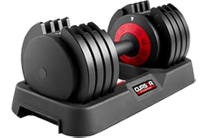 CURSOR FITNESS Adjustable Dumbbells, 5-IN-1 Quick Adjustable Weights Dumbbells, 25lbs, 55lbs Home Weight Strength Training, Single