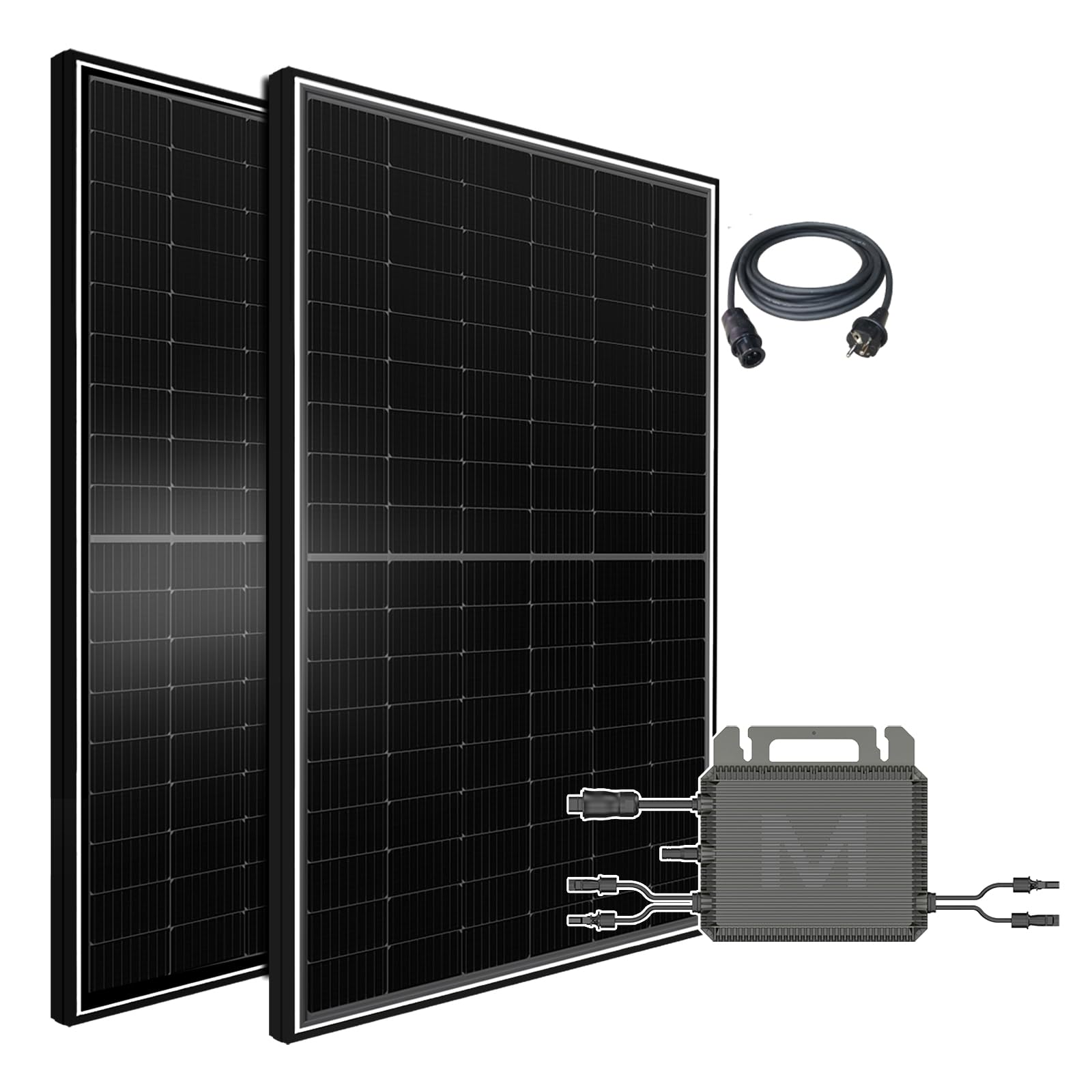 Balkonkraftwerk 1000W Solaranlage Komplettset mit 800W Marstek Micro Wechselrichter WiFi, 2X 500W Bifazial Solarmodule Black Frame für Haus Dach Terrasse Garten PV Anlage