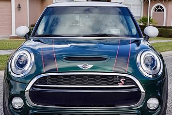 Amazon Com The Pixel Hut Gs00170 Black With Red Border Hood Stripes For Mini Cooper And S Hard Top F56 2014 Present Automotive