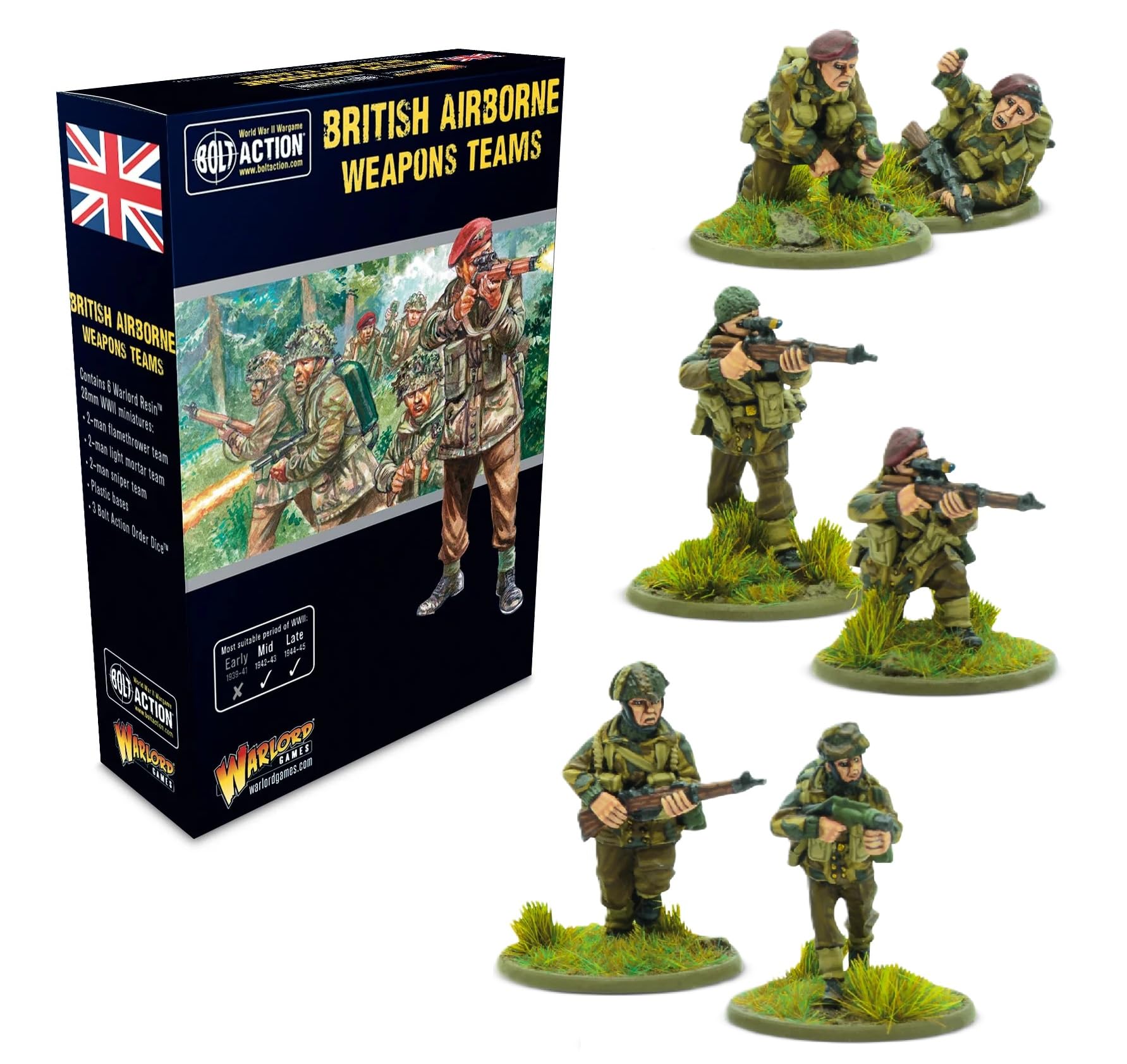 Warlord Games British Airborne Weapons Teams - 28mm Scale Resin Miniatures for Bolt Action Highly Detailed World War 2 Miniatures for Table-top Wargaming