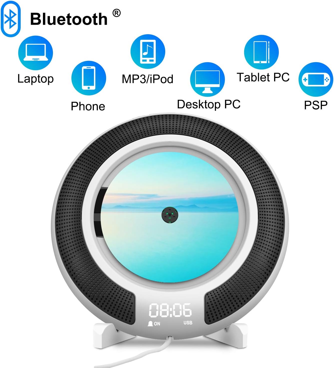 Tragbarer CD Player CD-Player Wandmontage mit Bluetooth Power an oder ...