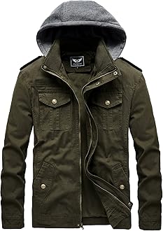 green hooded military jacket