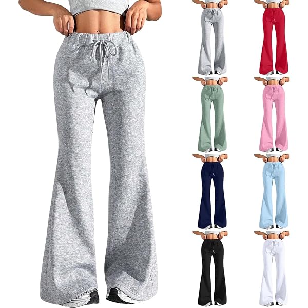 Y2K Womens Low Rise Flare Sweatpants - Comfy Baggy Lounge Pants