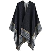 Shawl Wraps for Women, Elegant Knitted Cape Open Front Poncho Scarf Blanket Cardigan Coat for Spring, Autumn, and Winter