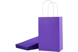 SUNCOLOR 12-Pack Purple Gift Bags with Handles – 8" Recyclable Small Paper Goodie Bags for Party Favors, Birthdays, Baby Showers, Princess Parties & Weddings