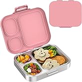 Stainless Steel Lunch Box, Leak-Proof with free sealing Bento Box 3 Compartments, Metal Lunchbox for Travel & Work, Eco-Friendly Meal Storage Solution Pink