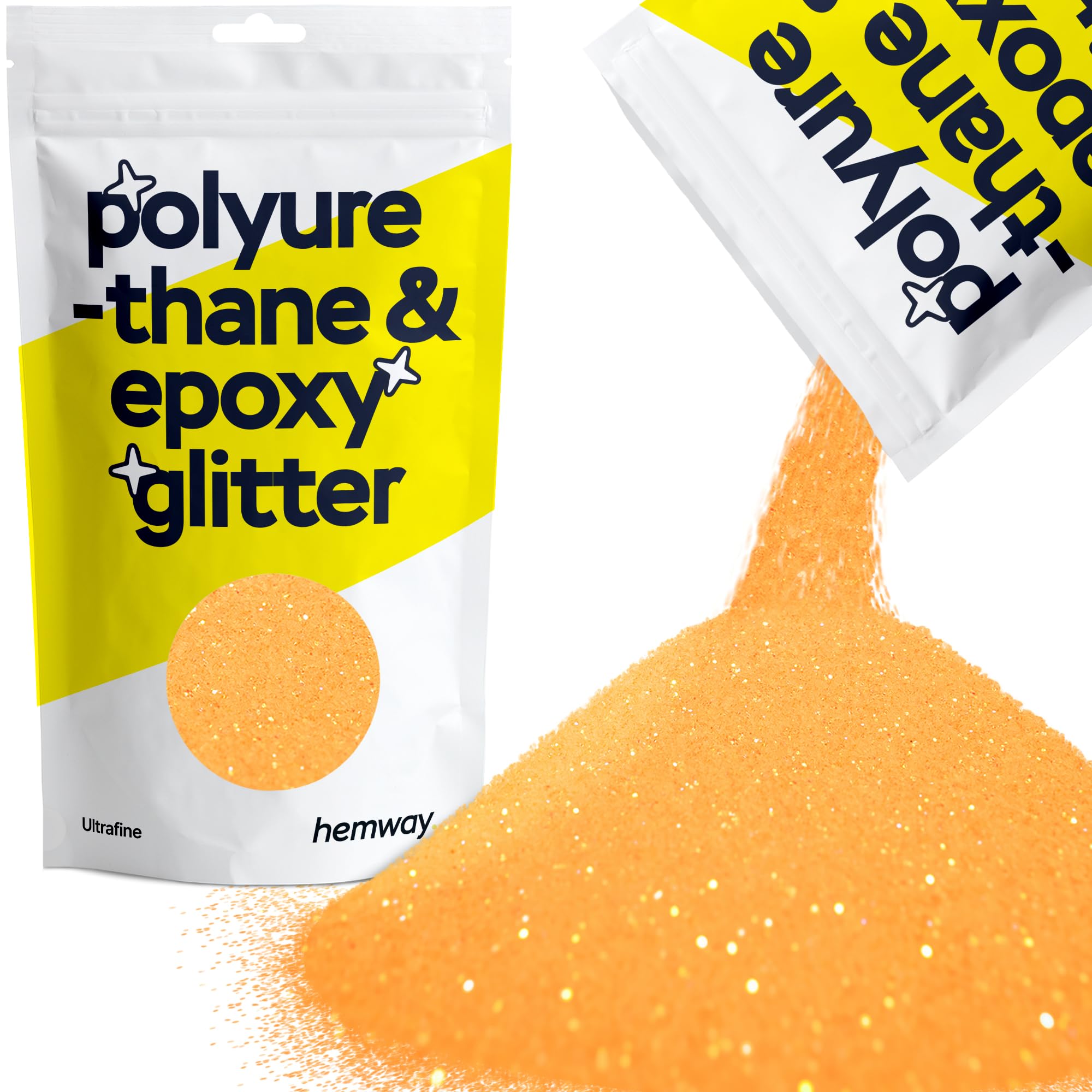 Hemway Resin Glitter Fluorescent Orange 100g Ultrafine | Polyurethane & Epoxy Glitter for Resin Crafts, Tumblers, Coasters, Floor & Table Art