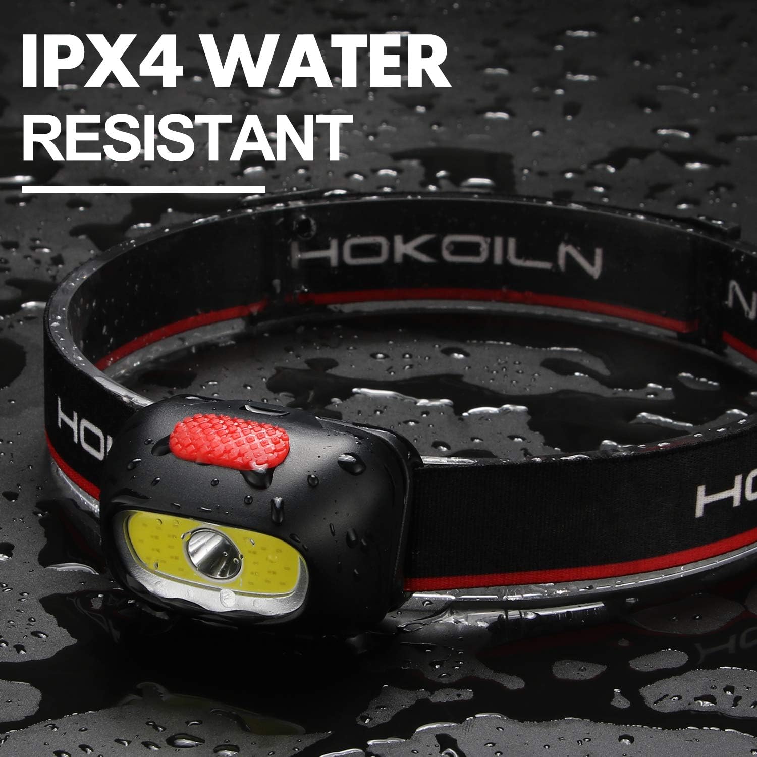 HOKOILN LED Headlamp Flashlight [2PACK] - Running, Camping and Outdoor Headlamps - 5 Modes Adjustable Head Lamp with Red COB Safety Light for Adults and Kids, 6 x AAA Alkaline Batteries (Included): Sports & Outdoors