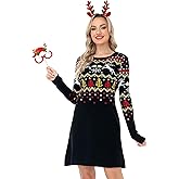 Magrank Women's Christmas Sweater Dress Long Sleeve Knit Pullover Dresses