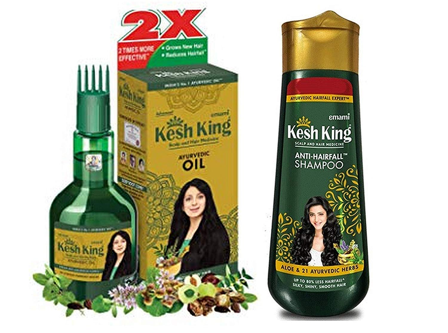 Kesh King Ayurvedic Scalp and Hair Oil 60ml & Shampoo 50ml Combo