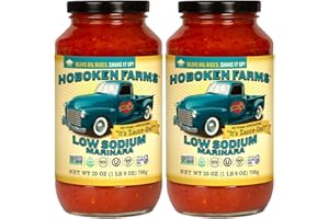 Hoboken Farms Low Sodium Marinara Sauce - Keto Certified, No Sugar Added, Non GMO Project Verified, Plant Based, and Paleo Friendly (25 Fl Oz, Pack of 2)