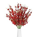 WELMATCH Red Artificial Orchids Faux Flowers - 10