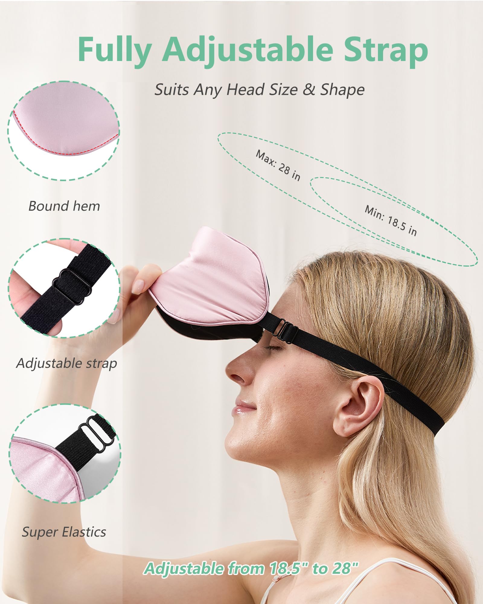 BeeVines 100% Real Mulberry Silk 2 Pack Sleep Mask, Natural Pure Silk Eye Masks with Adjustable Strap for Sleeping, 100% Block Light Eye Sleep Shade Cover, Reduces Puffy Eyes Traveling Gifts