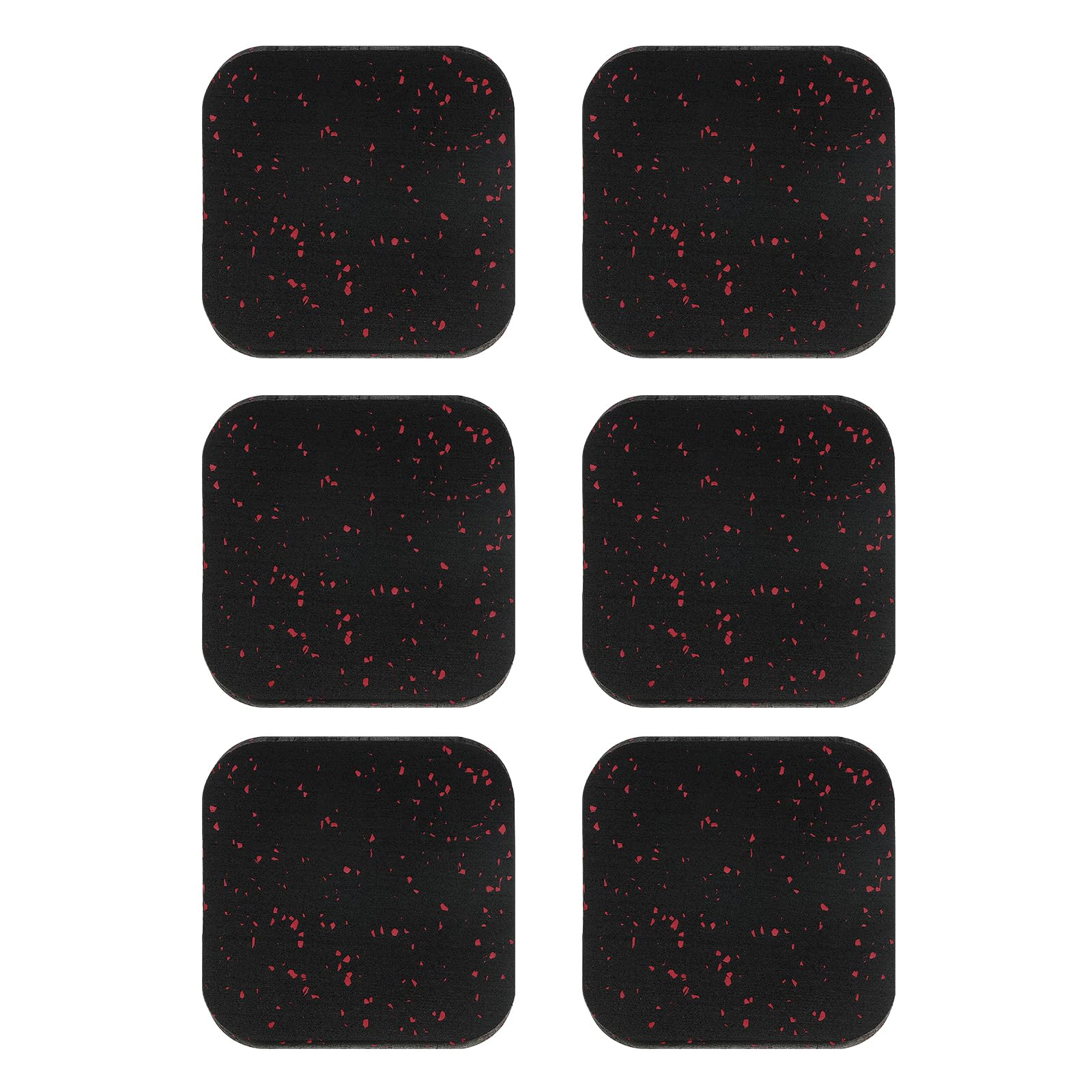 PATIKIL Treadmill Mat, 6 Pcs Exercise Equipment Mat Noise Reduction for Floor Protection, Washing Machine Pads, Anti Vibration Rubber Mats for Bike, Black/Red