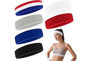 Fjgyjt 6 Pcs Sports Headbands Solid Color Sweat Wicking Headbands for Men Women for Fitness Yoga Basketball Running