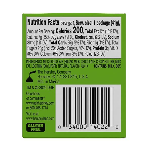 HERSHEY’S SOLID MILK CHOCOLATE KISS WITH GRINCH FOIL, SMALL CHRISTMAS STOCKING STUFFER, 1.45 OZ.