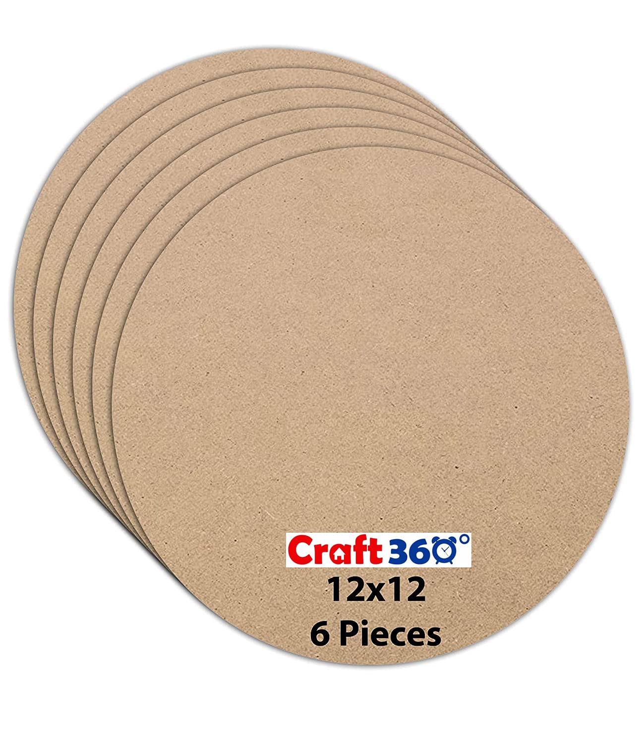 Craft360 Wood MDF Board Sheets, 2.1mm Thickness, Size 12X12 inch (Pack