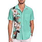COOFANDY Mens Hawaiian Tropical Shirts Short Sleeve Button Down Summer Beach Shirt with Pocket