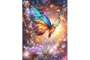 FOUNTOR Butterfly Diamond Art Kits for Adults Beginners, Butterfly Diamond Painting Kits for Adults, DIY 5D Diamond Painting with Round Gem Art Kits for Adults for Gift Home Wall Decor 12x16 inch