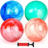AMOR PRESENT 4 PCS Playground Balls, 8.7 Inch | Marbleized Bouncy Balls, Dodgeballs Kickball with Air Pump, Indoor Outdoor Backyard Sport Games, Beach Party Gifts