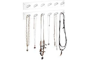 AITEE Necklace Holder, Acrylic Necklace Organizer Wall Mounted with 6 Hooks, for Hanging Necklace, Jewelry, Bangles, Bracelets and Rings, Best Gifts for Girls and Women(2 PACK)