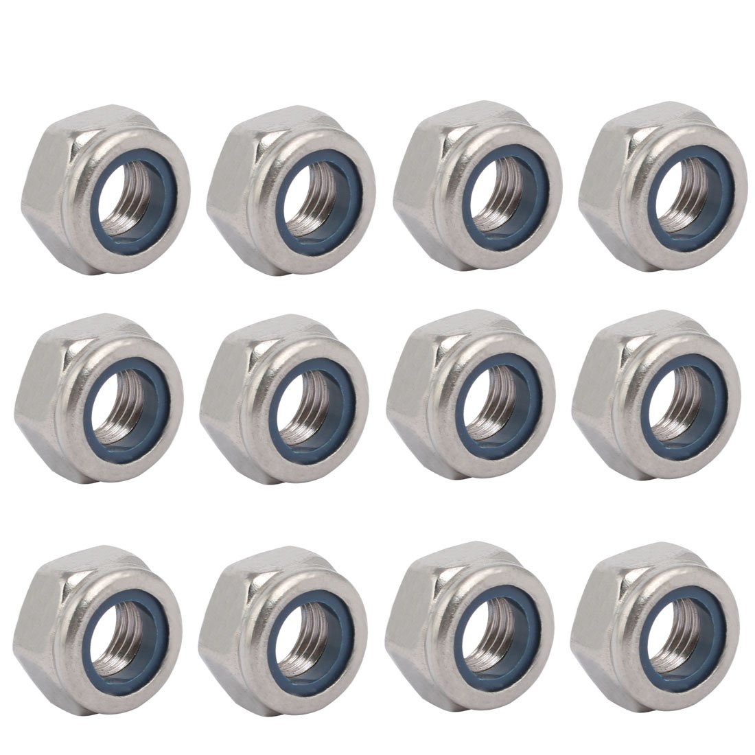 Sourcingmap 12pcs M10 x 1.25mm Pitch Metric Fine Thread 304 Stainless Steel Hex Lock Nuts