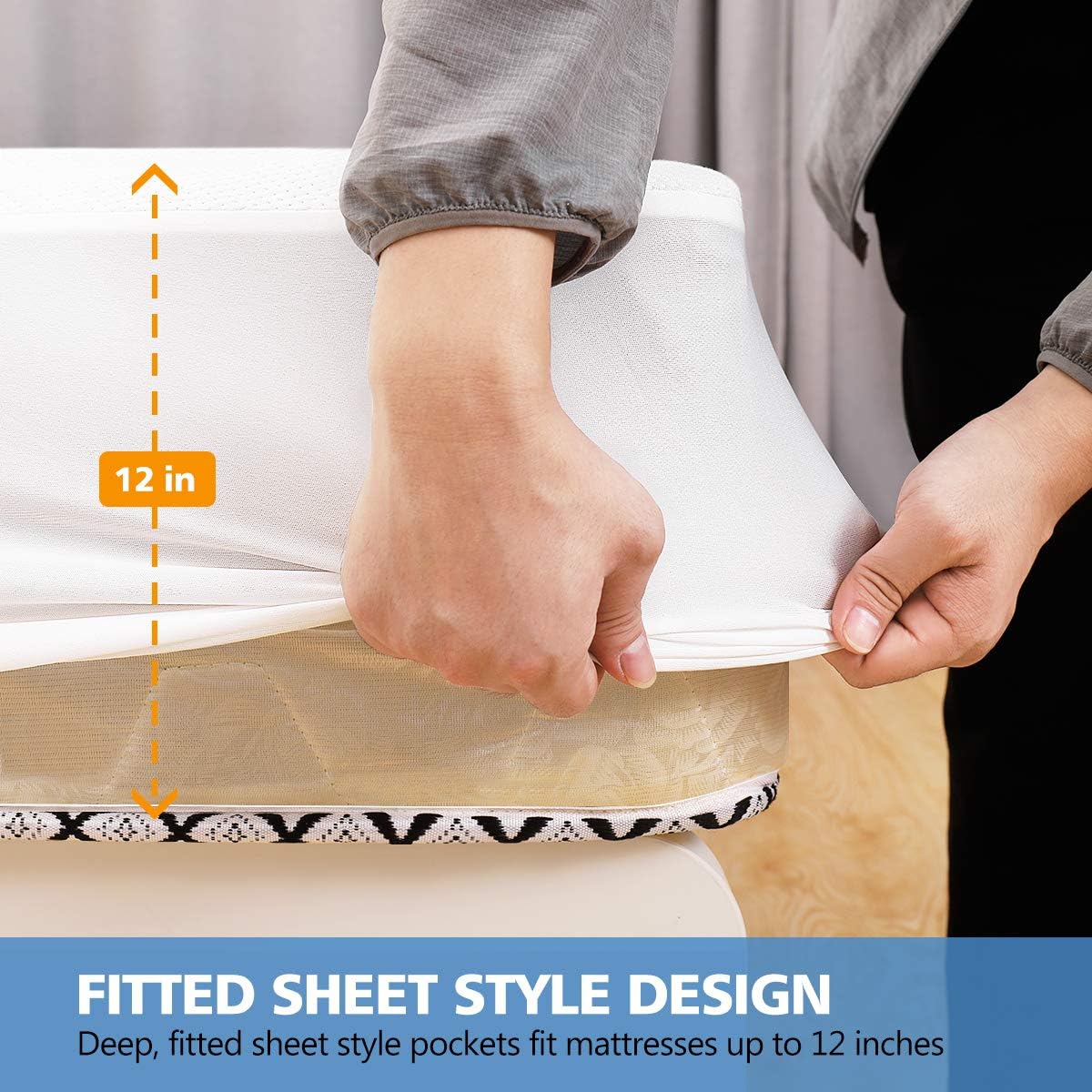 Queen Bamboo Mattress Protector, 3D Air Fabric Mattress Cover Ultra