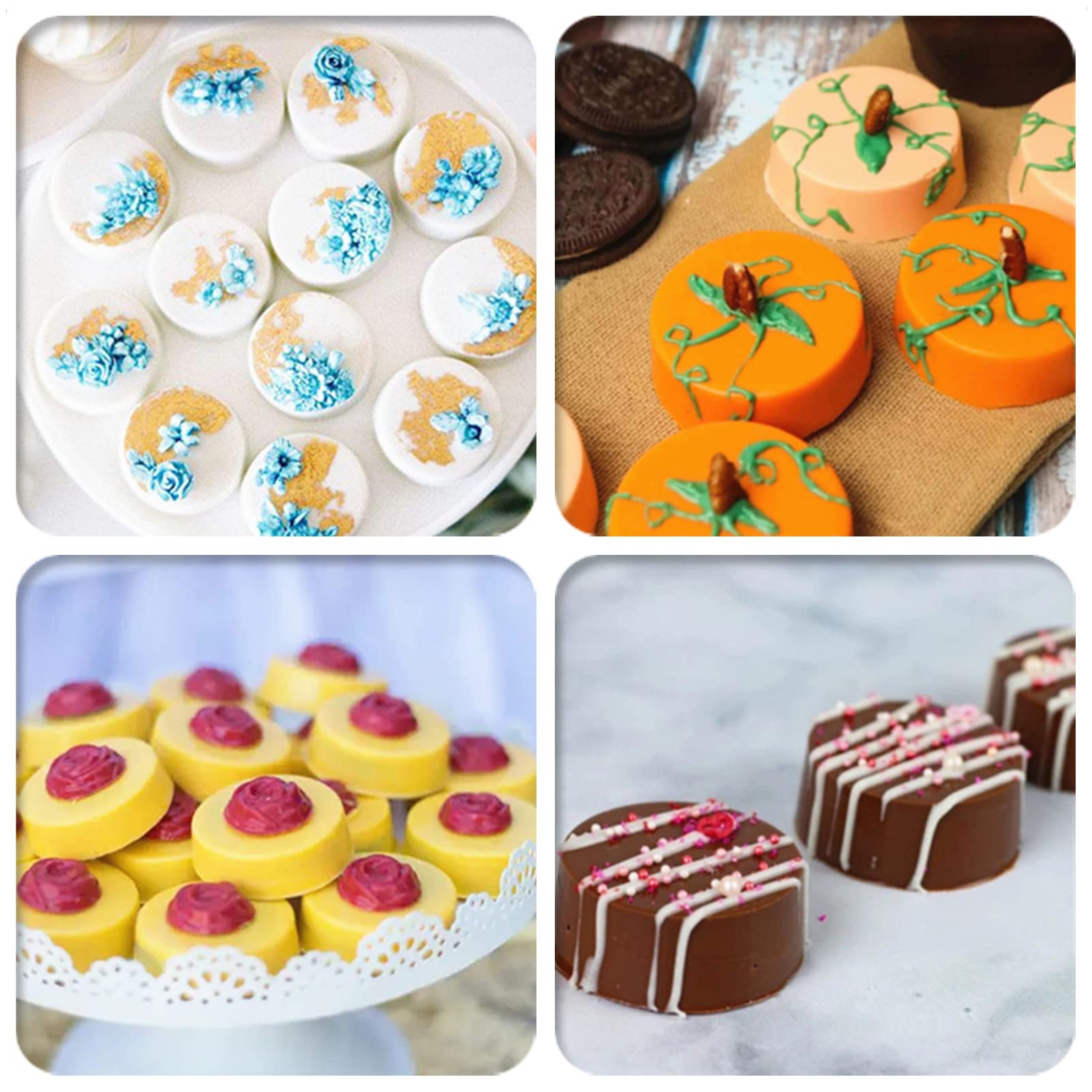 Ocmoiy 2 Inch Ore Mold Round Silicone Molds for Chocolate Covered Ore Cookie, Mini Cake, Candy, Dessert, Jelly, 24 Cups Cylinder Baking Mold Set of 2