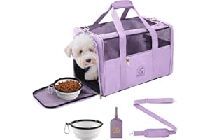 Petradise Luxury Pet Carrier for Dogs, Cats, Puppies - Airline TSA Approved, Durable Anti-Scratch Fabric, Soft-Sided, Consistent Airflow, Foldable Design, Cushion Pad, Travel (Lilac, Medium)