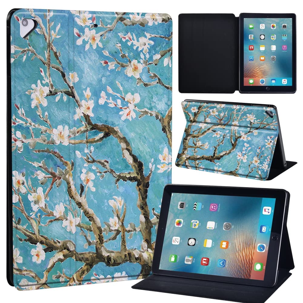 Leather slim lightweight Stand Cover Folio Case for Apple New iPad 9.7 2018 2017(6th Gen, 5th Gen)/iPad Air 2/iPad Air/iPad Pro 9.7 Tablet with Auto Wake/Sleep (tree)