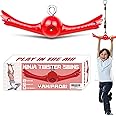 Ninja-Twister Swing Spins Set: Slackline Attachments - 360° Handle Twist-Spin Flips Toy Activate Ninja Powers Warrior Accessories Kids Hang Toys for Playground Backyard, Red
