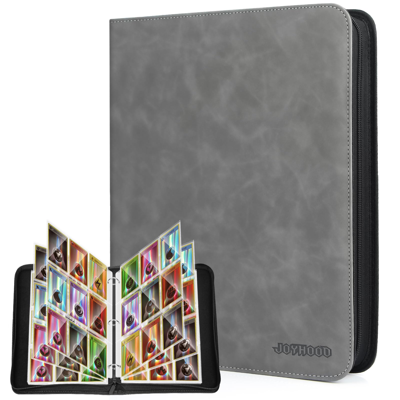 Photo 1 of JoyHood Trading Card Binder, Sport Card Collection Binder compatible with TCG/PM/MTG/OPCG/YGO Cards, Card Album Holder Hold Up to 900 Cards (Slate, 9 Pockets)