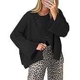 Balimtoy Chunky Cardigan Sweaters for Women Long Sleeve Crewneck Button Down Loose Pullover Sweater Casual Fall Outwear