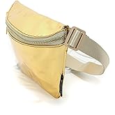 Fydelity Gold Fanny Pack for Women | Single Pocket Fanny Pack One Pocket | Sparkly Fanny Packs | Gold Belt Bag | Metallic Glitter Sequin Waist Pack | 80s Cute Rave Fanny Pak Crossbody Small Para Mujer